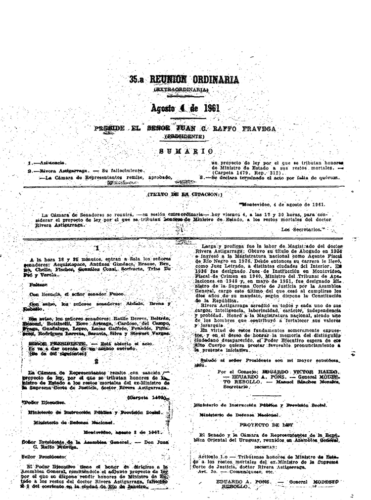 DIARIO DE SESIONES DE LA CAMARA DE SENADORES del 04/08/1961